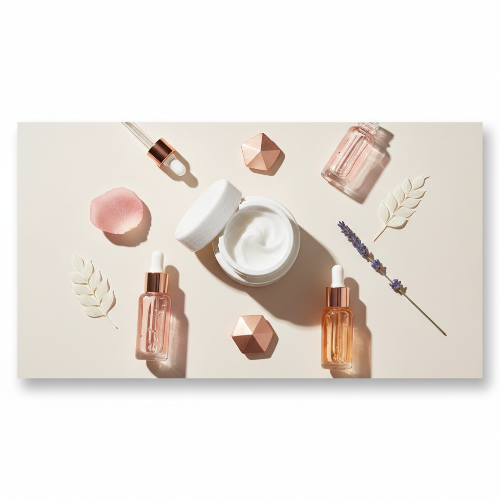 Luxurious array of meticulously arranged skincare products, featuring a central jar of barrier repair cream with a soft focus background, embodying the best bar