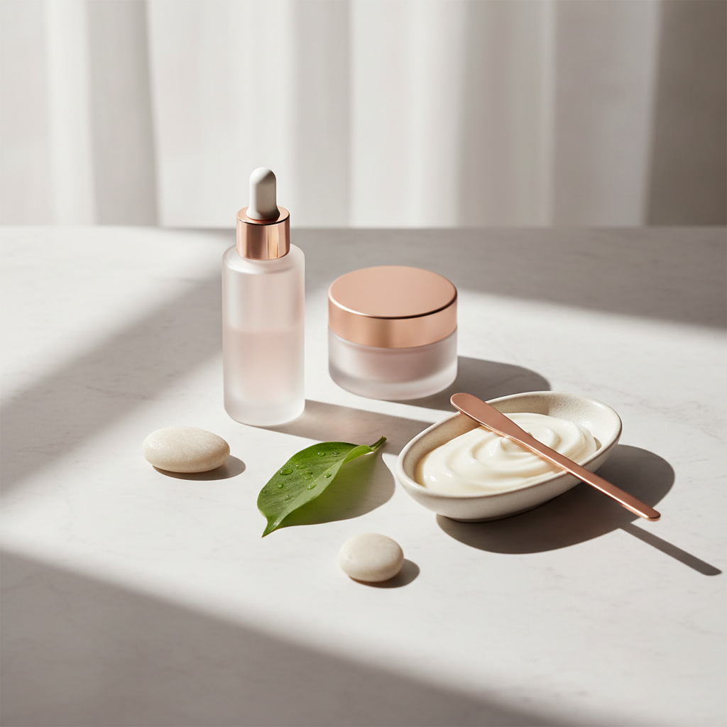 Close-up of radiant, dewy skin with a gentle glow, illustrating an effective skincare routine for nurses and doctors UK.