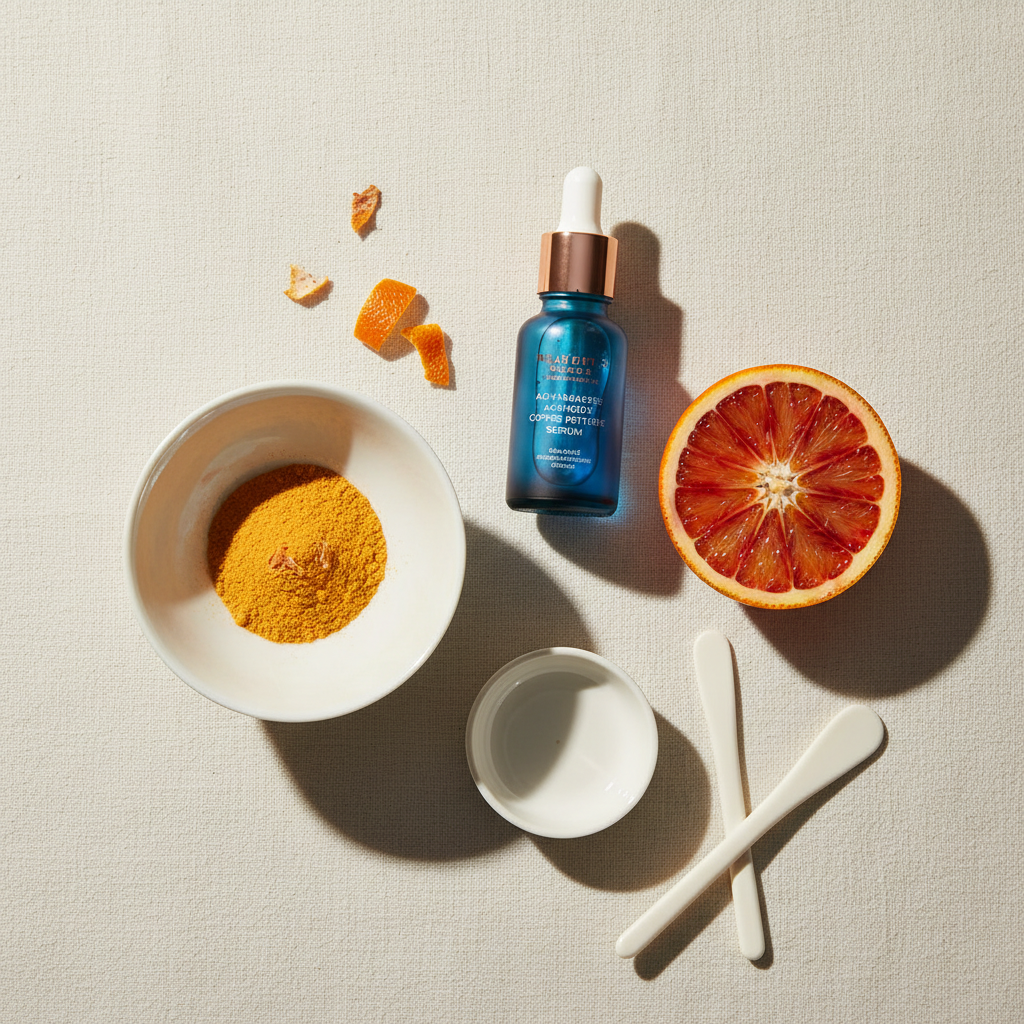Close-up of a woman's hand applying a luxurious serum to her cheek, highlighting the process of treating pigmentation from sun in the UK with a radiant, even-to